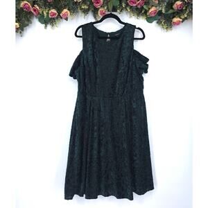 Torrid Green Velvet Burnout Cold Shoulder Skater Dress Size 2